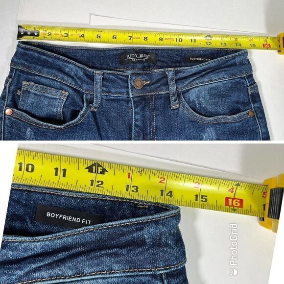 Judy Blue High-Rise Distressed Jeans Size 28/7 Boyfriend Fit Redland - Picture 9 of 12